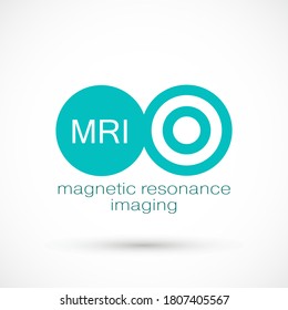 MRI diagnostic vector icon logo. Magnetic resonance imaging medical machine. CT scan symbol illustration. Computerized tomography scanner. logotype on white background