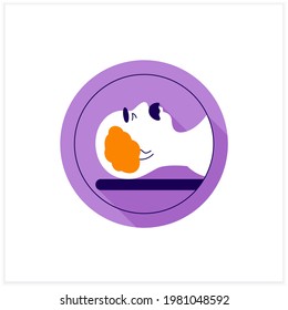 MRI flat icon. Brain scan. Magnetic resonance imaging.Safe, painless test.Examination brain status. Alzheimer diseases. Neurologic disorder concept.Vector illustration