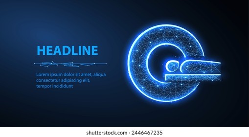 MRI-Symbol. Kopf-CT, Bildgebung des Gehirns, Diagnostische Radiologie, Medizinischer Scanner, Digitale Versorgung, Magnetresonanz, MRT-Scan, Computertomographie, Krebstest, Krankenhausausrüstung, Labortechnikkonzept
