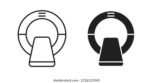 Símbolo de Vector de iconos de resonancia magnética con trazo editable y versiones planas