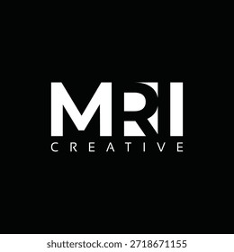 Letras MRI Logotipo com desenho de espaço negativo. Letra com tipografia geométrica. Ilustração Vetorial Criativa com letras.