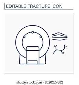 MRI line icon. Magnetic resonance imaging.Safe, painless test.Examination tendon or ligament. Modern technology. Healthcare concept. Isolated vector illustration. Editable stroke