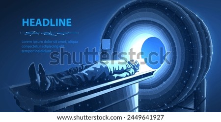 MRI machine. Head CT, Brain imaging, Diagnostic radiology, Medical scanner, Digital care, Magnetic resonance, MRI scan, Computer tomography, Cancer test, Hospital equipment, Lab technology concept