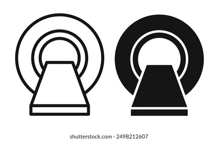 MRI machine iconicon vector collection in outlined and solid style