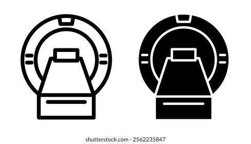 MRI machine Icons pack in outlined and flat versions