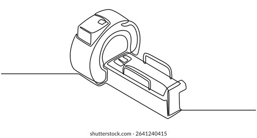 MRI machine. One line, CT Scanner continuous one line drawing minimalism design, Ct Scanner continuous one line drawing