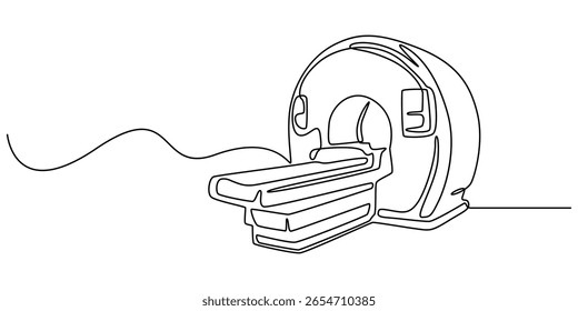 MRI machine. One line, CT Scanner continuous one line drawing minimalism design, Ct Scanner continuous one line drawing, MRI machine. One line, Magnetic Resonance Icon. Hand Drawn Symbol Vector pro.