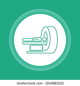 Dispositivo de exploración de la máquina MRI en el icono del botón de color del hospital. Atención de la salud. Elemento vector aislado. Esbozo pictograma para página web, aplicación móvil, promoción.