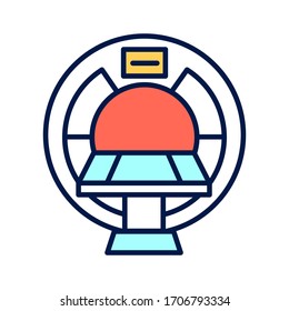 MRI machine scan device line color icon. Isolated vector element. Outline pictogram for web page, mobile app, promo.
