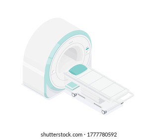 MRI - magnetic resonance imaging scan device in smart hospital medical machine isometric equipment healthcare technology isolated object 3d