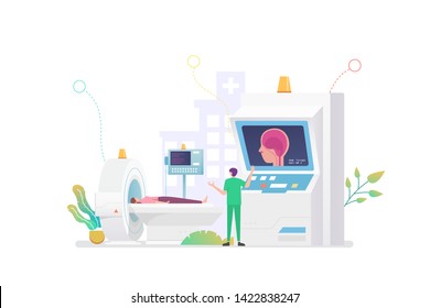 MRI Scan Checkup Vector Concept Illustration, Suitable for web landing page, ui, mobile app, editorial design, flyer, banner, and other related occasion