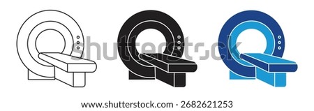 MRI Scan Icon Set ,MRI Machine Icon ,Examination MRI Device Icon. Medicine Computed. Vector Illustration .