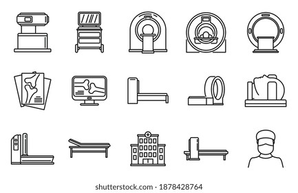 Mri scan icons set. Outline set of mri scan vector icons for web design isolated on white background