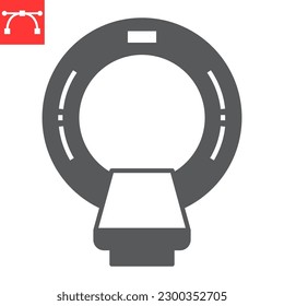 MRI scanner glyph icon, oncology and diagnostics, MRI machine vector icon, vector graphics, editable stroke solid sign, eps 10.