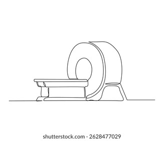 Ilustração do contorno da máquina do scanner Mri. Desenho de linha contínua da máquina de scanner Ct.