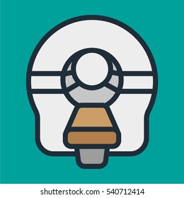MRI Scanner Minimal Color Flat Line Stroke Icon Pictogram Symbol Illustration