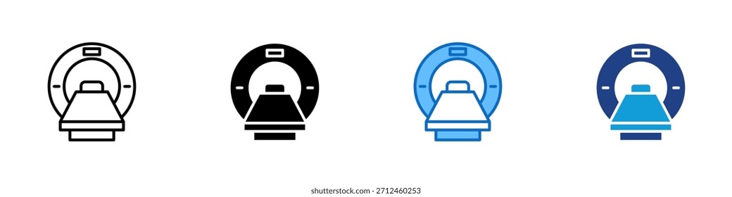 VECTOR de diseño de íconos de estilo múltiple de escáner de resonancia magnética - ilustración de la máquina de resonancia magnética que representa imágenes de diagnóstico, radiología y tecnología médica