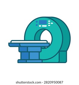 MRI scanner vector icon shows medical diagnostic equipment for radiology and magnetic resonance tomography in a flat design style isolated on white background for hospital healthcare use in medical ui.