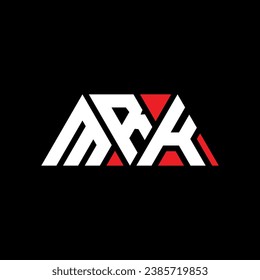 MRK triangle letter logo design with triangle shape. MRK triangle logo design monogram. MRK triangle vector logo template with red color. MRK triangular logo Simple, Elegant, and Luxurious design.