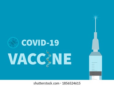 MRNA Coronavirus Vaccine For Covid-19 Pandemic. Vector Illustration Of Syringe, MRNA And Text.