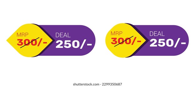 M.R.P 300-250 price tag design and vector illustration.