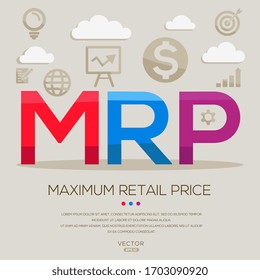  MRP mean (maximum retail price) ,letters and icons,Vector illustration.
