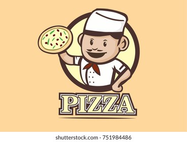Mr.Pizza Mascot Logo