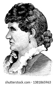 Mrs. Carlisle, she supported women's suffragists, vintage line drawing or engraving illustration