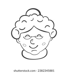 Mrs. Claus. Christmas outline illustration, icon, coloring page or line art