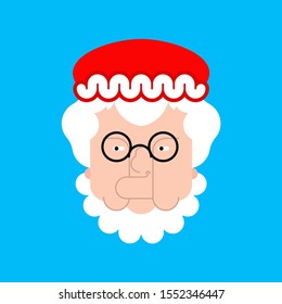 Mrs. Claus face isolated. Christmas and New. Vector illustration