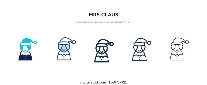 mrs claus icon in different style vector illustration. two colored and black mrs claus vector icons designed in filled, outline, line and stroke style can be used for web, mobile, ui