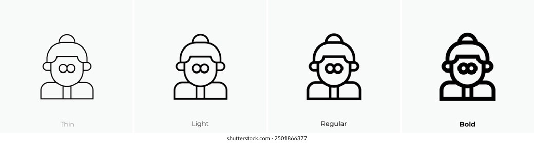 mrs claus icon. Thin, Light Regular And Bold style design isolated on white background