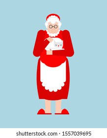 Mrs. Claus isolated. Christmas and New Vector illustration