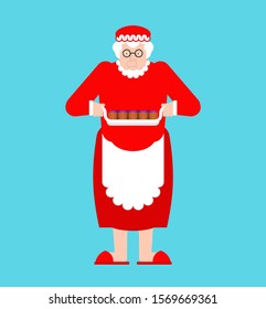 Mrs. Claus isolated. Christmas and New Vector illustration