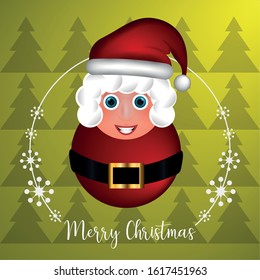 Mrs Claus in a merry christmas card - Vector