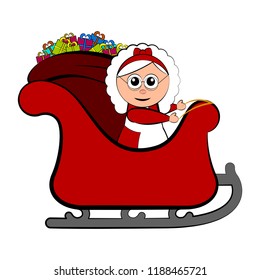 Mrs. Claus on a christmas sledge