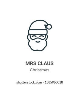 Mrs claus outline vector icon. Thin line black mrs claus icon, flat vector simple element illustration from editable christmas concept isolated on white background