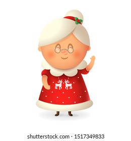 Mrs Claus - wife of Santa Claus - vector illustration isolated on transparent background