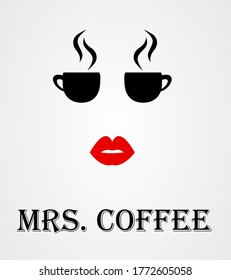 Mrs Coffee Logo, Cafe Icon vector illustration