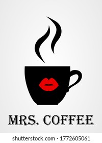 Mrs Coffee Logo, Cafe Icon vector illustration