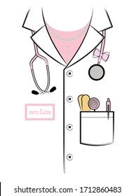 Mrs Doctor uniform print for girls t shirt vector illustration