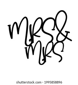 Mrs and mrs. Gay sign. Gay cake topper.Ampersand. Hand drawn illustration. AND sign