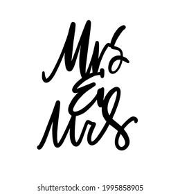 Mrs and mrs. Gay sign. Gay cake topper.Ampersand. Hand drawn illustration. AND sign