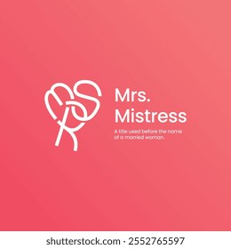 MRS letter mark logo with simple lines heart shape symbol vector icon illustration template