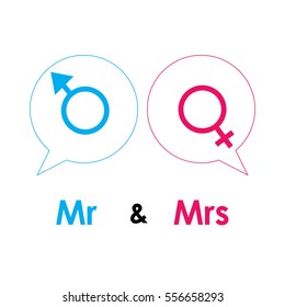 Mrs and Mr symbols.