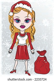 Mrs Patsy Clause is a fun character illustration of a Mrs. Clause she has distinctive and beautiful large blue eyes.