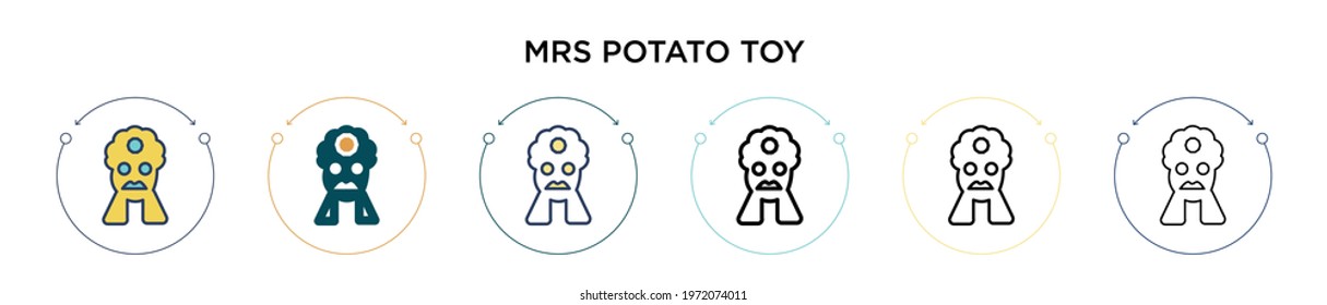 Mrs potato toy icon in filled, thin line, outline and stroke style. Vector illustration of two colored and black mrs potato toy vector icons designs can be used for mobile, ui, web