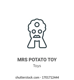 Mrs potato toy outline vector icon. Thin line black mrs potato toy icon, flat vector simple element illustration from editable toys concept isolated stroke on white background