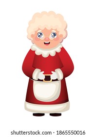 Icono sonriente de la Sra. santa claus diseño de ilustración vectorial