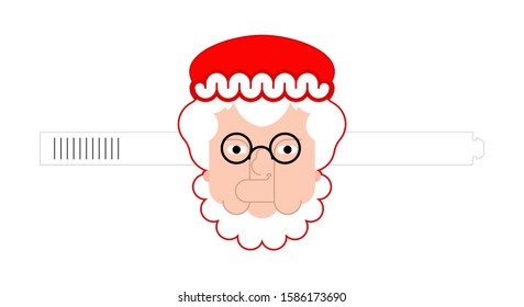 Mrs. Santa paper mask template. carnival mask holiday. New year masquerade. Christmas Little gnome. Xmas vector illustration